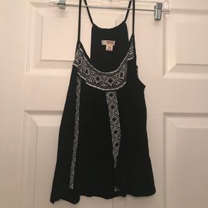 black tank top with embroidery